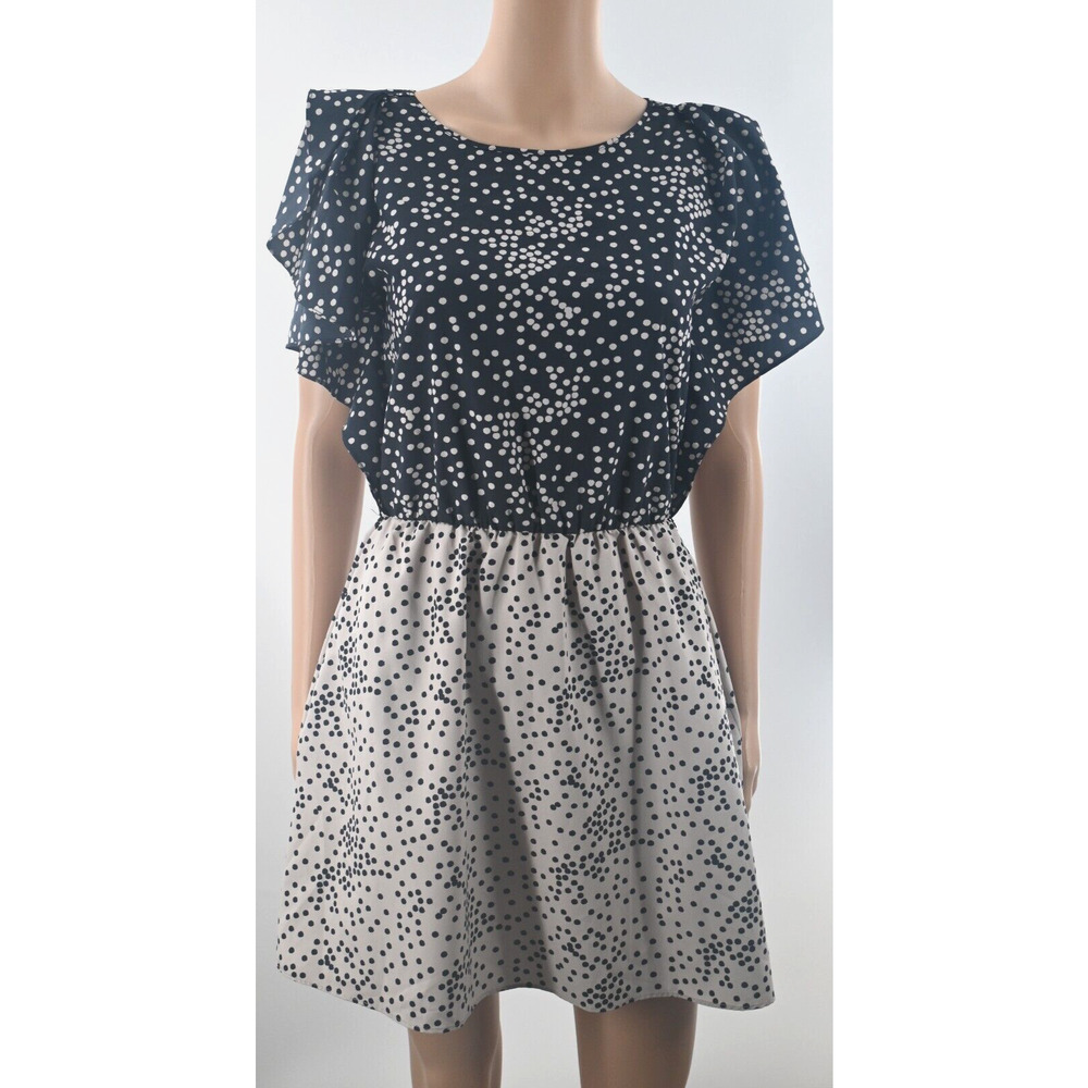 A/X Armani Exchange‎ Twee Black Polka Dot Mini Dress XS  Flutter Sleeves No Belt
